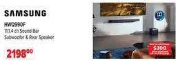 2001 Audio Video HWQ990F Samsung 11.1. 4 ch Sound Bar Subwoofer & Rear Speaker offer