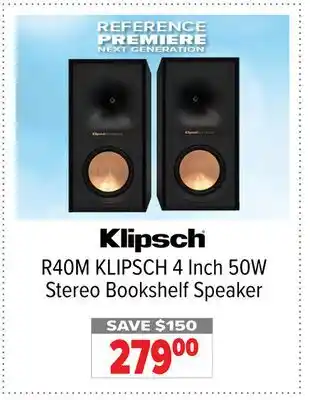 2001 Audio Video R40M KLIPSCH 4 Inch 50W Stereo Bookshelf Speaker offer