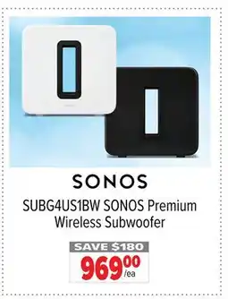 2001 Audio Video SUBG4US1BW SONOS Premium Wireless Subwoofer offer