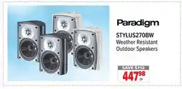 2001 Audio Video Paradigm STYLUS270BW Weather Resistant Outdoor Speakers offer