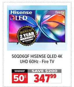 2001 Audio Video 50QD6QF HISENSE QLED 4K UHD 60Hz - Fire TV offer