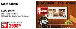 2001 Audio Video SAMSUNG QN75LS03FW The Frame Pro Neo QLED 4K Art Mode Sam Vision AI offer