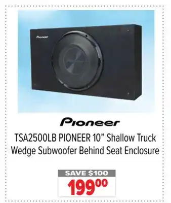 2001 Audio Video TSA2500LB PIONEER 10 Shallow Truck Wedge Subwoofer Behind Seat Enclosure offer