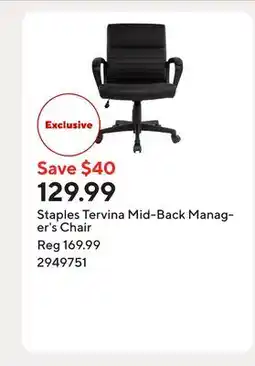 Staples Staples Tervina Mid-Back Manager's Chair offer