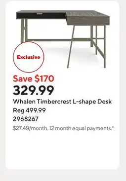 Staples Whalen Timbercrest L-shape Desk offer