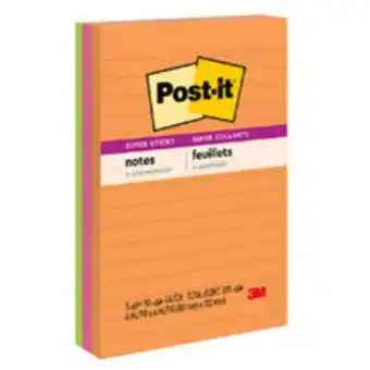 Staples Super Sticky Notes, Rio de Janeiro Collection, 4 x 6, Assorted Colours, 90 Sheets Per Pad offer