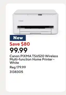 Staples Canon PIXMA TS6520 Wireless Multi-function Home Printer - White offer