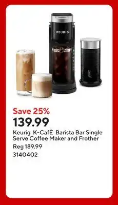 Staples Keurig K-CafÈ Barista Bar Single Serve Coffee Maker and Frother offer