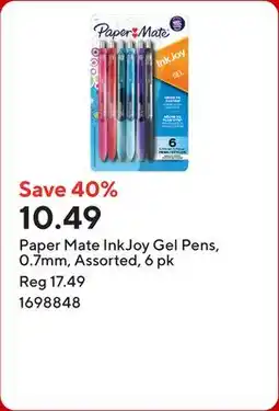 Staples Paper Mate InkJoy Gel Pens, 0.7mm, Assorted offer