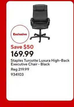 Staples Staples Turcotte Luxura High-Back Executive Chair - Black offer