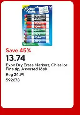 Staples Expo Dry Erase Markers, Chisel or Fine tip, Assorted offer
