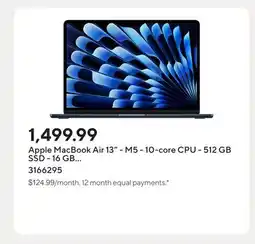 Staples Apple MacBook Air 13 - M5 - 10-core CPU - 512 GB SSD - 16 GB Unified Memory - Midnight offer