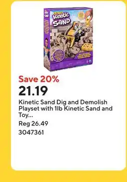 Staples Kinetic Sand Dig and Demolish Playset with 1lb Kinetic Sand and Toy Truck offer