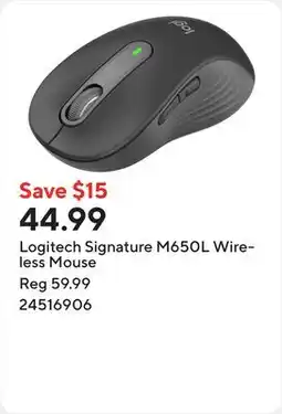 Staples Logitech Signature M650L Wireless Mouse offer