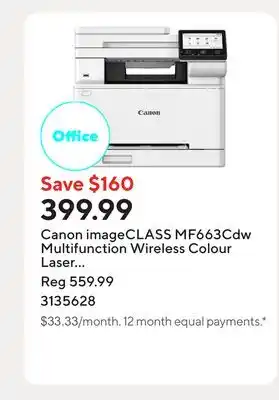 Staples Canon imageCLASS MF663Cdw Multifunction Wireless Colour Laser Printer - White offer