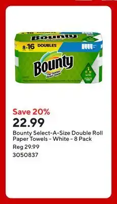 Staples Bounty Select-A-Size Double Roll Paper Towels - White offer