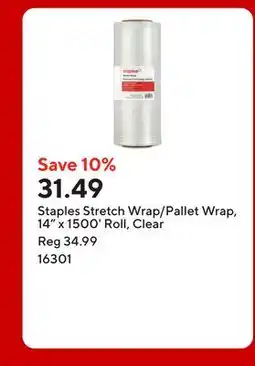 Staples Staples Stretch Wrap/Pallet Wrap, 14 x 1500' Roll, Clear offer