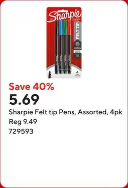 Staples Sharpie Felt tip Pens, Assorted offer