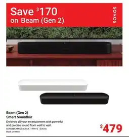 Visions Electronics Sonos Beam (Gen 2) Smart Soundbar offer