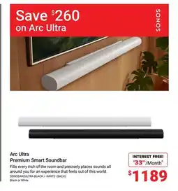 Visions Electronics Sonos Arc Ultra Premium Smart Soundbar offer