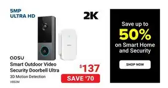 Visions Electronics AOSU Smart Outdoor Video Security Doorbell Ultra offer