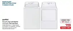 Visions Electronics MOFFAT 4.4 cu.ft. Top Load Washer + 6.2 cu.ft. Top Load Dryer offer