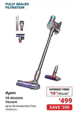 Visions Electronics Dyson V8 Absolute Vacuum offer