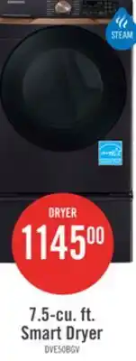 The Brick Samsung 7.5 Cu. Ft. Electric Dryer with Steam - Black Stainless Steel - Stackable - DVE50BG8300VAC offer