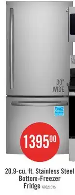 The Brick GE 30 20.9 Cu. Ft. Bottom-Mount Refrigerator - Stainless Steel Fingerprint Resistant - GDE21DYRKFS offer