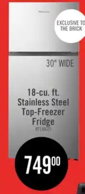The Brick Hisense 30 18 Cu. Ft. Top-Mount Refrigerator - Stainless Steel - RT18A2FID offer