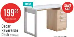 The Brick Oscar 47 Reversible Office Desk with Storage – Faux White Marble and Weathered White offer