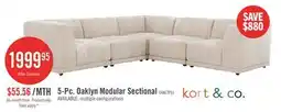 The Brick Kort & Co. Oaklyn Modular 5-Piece Fabric Sectional with Tufted Seat Cushions - Beige offer