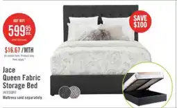 The Brick Jace Upholstered Storage Platform Bed in Grey Fabric, Tufted - Queen Size offer