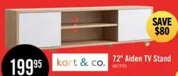 The Brick Kort & Co. Aiden 72 TV Stand with Storage and Cable Management for TVs up to 80- Natural and White offer