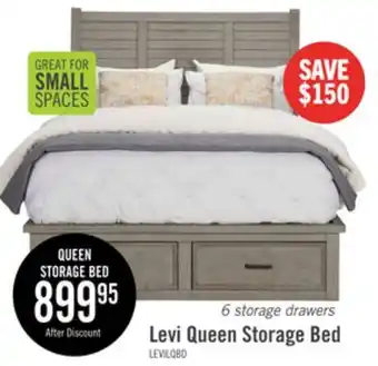 The Brick Levi Platform Storage Bed with Headboard & Frame, Wooden, Drift Grey - Queen Size offer