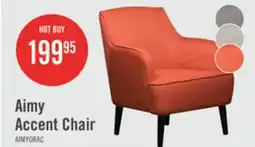 The Brick Aimy 28 Linen Look Fabric Accent Chair with Cylindrical Wood Legs - Orange offer