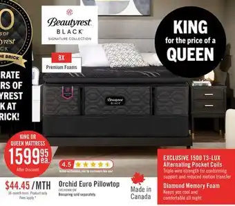 The Brick Beautyrest Black Signature Orchid Euro Pillowtop King Mattress offer