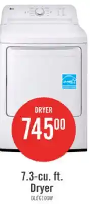 The Brick LG 7.3 Cu. Ft. Electric Dryer - White - DLE6100W offer