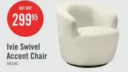 The Brick Ivie 28.7 Chenille Boucle Fabric Curved Swivel Accent Chair - White offer