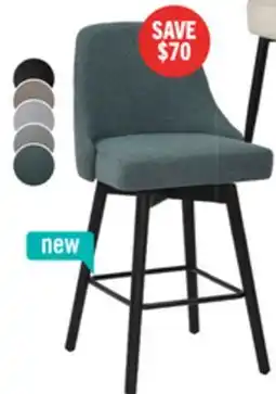 The Brick Nash Counter-Height Stool with Swivel Seat & Polyester Fabric, 26.5H, Wood & Metal - Blue offer
