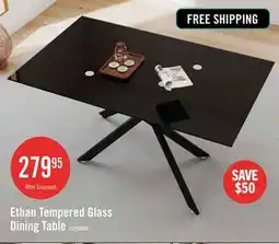 The Brick Ethan 51.18 Rectangular Tempered Glass Dining Table with Stylish Metal Legs,Black Coffee Table offer
