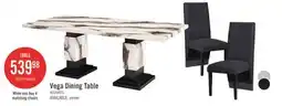 The Brick Vega Dining Table, Marble Look, Pedestal Base, 82W - Black & White offer