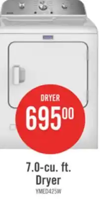 The Brick Maytag 7.0 Cu. Ft. Electric Dryer - White - YMED4205SW offer