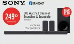 The Brick SONY S40R 5.1 Channel 600W Soundbar with Subwoofer and Wireless Rear Speakers (HTS40R) offer