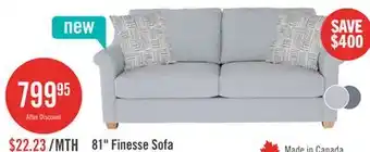 The Brick Finesse 81 Contemporary Chenille Fabric Sofa - Heather Grey offer