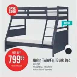 The Brick Quinn Bunk Bed with Ladder & Guard Rail for Kids, Blue - Twin/Full offer