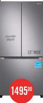 The Brick Samsung 33 17.5 Cu. Ft. Counter-Depth French-Door Refrigerator - Stainless Steel - RF18A5101SR/AA offer