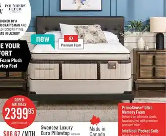 The Brick Stearns & Foster Swansea Luxury Euro Pillowtop Queen Mattress offer