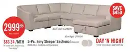 The Brick Envy 5-Piece Right-Facing Chenille Fabric Sleeper Sectional with Storage Chaise - Almond Beige offer