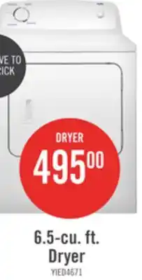 The Brick Inglis 6.5 Cu. Ft. Electric Dryer - White - YIED4671EW offer